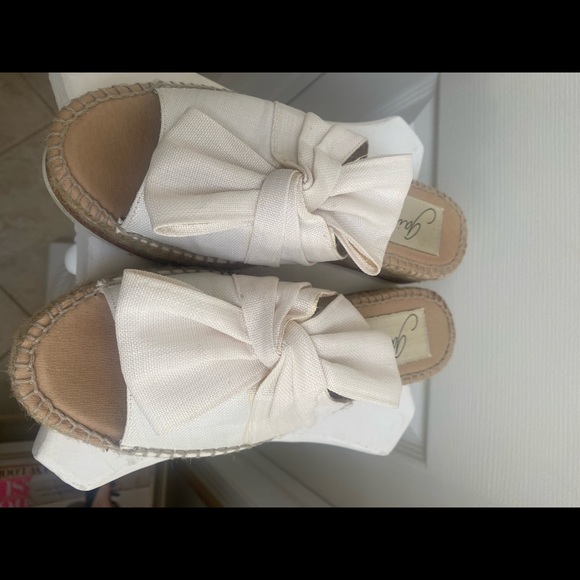 EUC Gaimo Spain Espadrille Platform Slides Linen Bow 39 - Picture 10 of 11